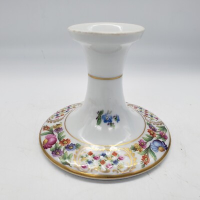 Unmarked Schumann Dresden Flowers Candlestick 3.5'' T