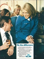 1972 KLM Royal Dutch Airlines STEWARDESS ad advert BOEING 747 CABIN INTERIOR