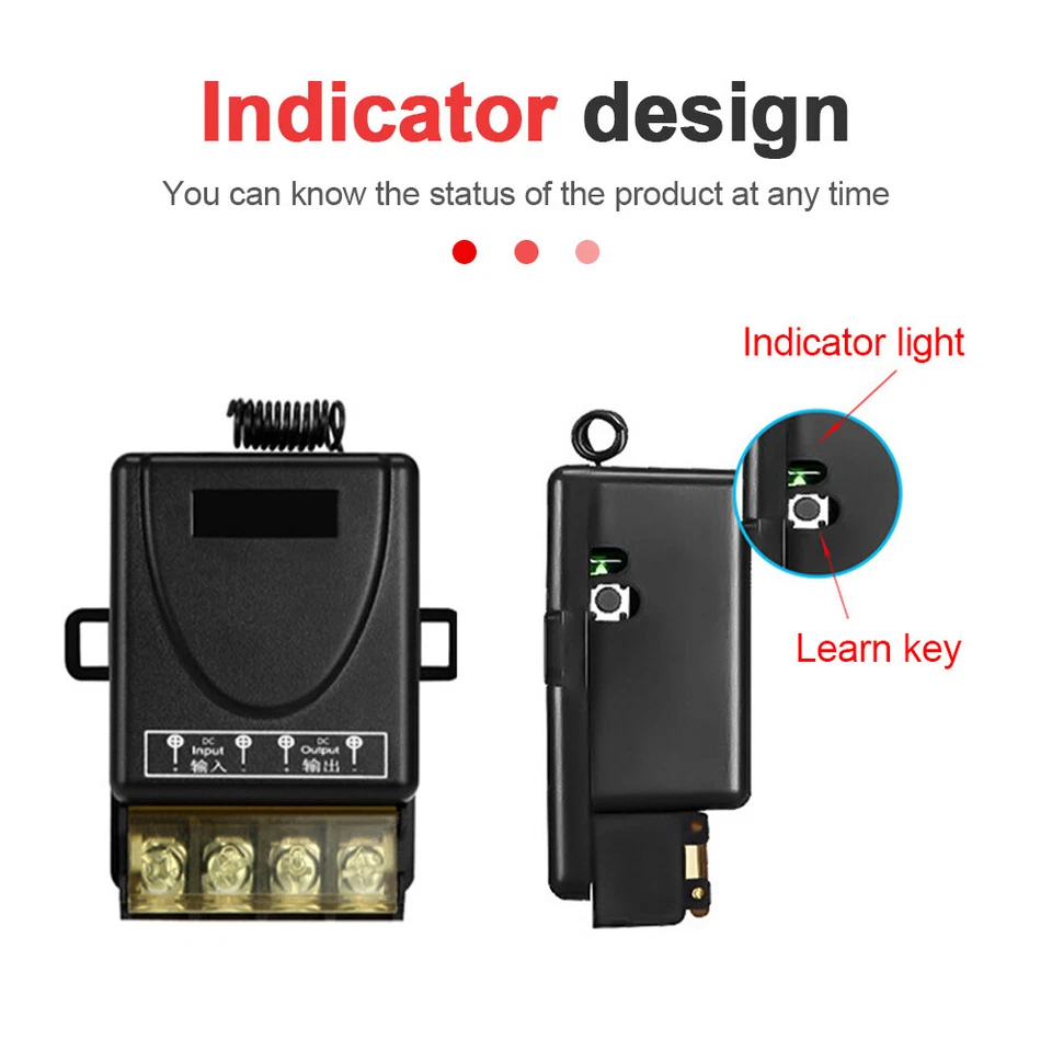 12V-48V 433Mhz Funk Empfänger Relais Schalter Funkfernsteuerung Mit 2 Funksender - Bild 3 von 4