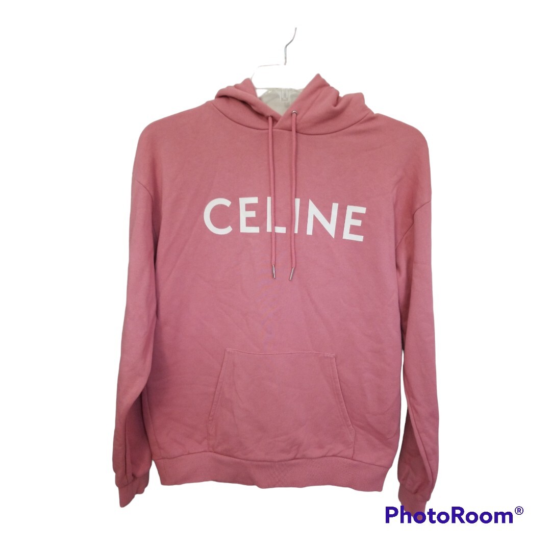 Celine Paris Size Medium Loose Cotton Fleece Hoodie Sweatshirt in Vintage  Pink | eBay