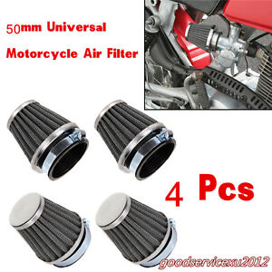 4Pcs Universal 50mm Inlet Motorcycle Pod Air Filters Clean Head Cleaner Cold New