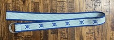 Cintura anello a D blu teschio e ossa incrociate tessuto preppy nautica costiera casual