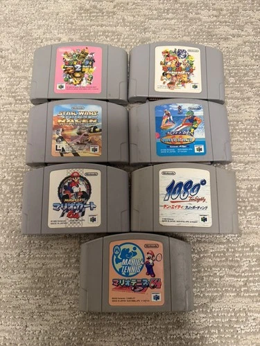Japanese JPN Nintendo 64 Cartridge Lot of 7 - Mario Party/Kart/Tennis