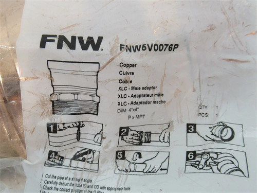 FNW FNW5V0076P, 4" Press x 4" MPT Copper Male Adapter