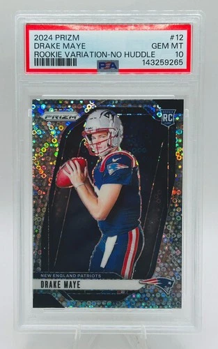 2024 Panini Prizm Rookie Variations Drake Maye #12 No Huddle Prizm (RC) PSA 10