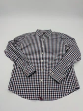 UNTUCKit Men’s L Slim Fit Shirt Plaid Wrinkle Free Button Up WHITE BLUE RED