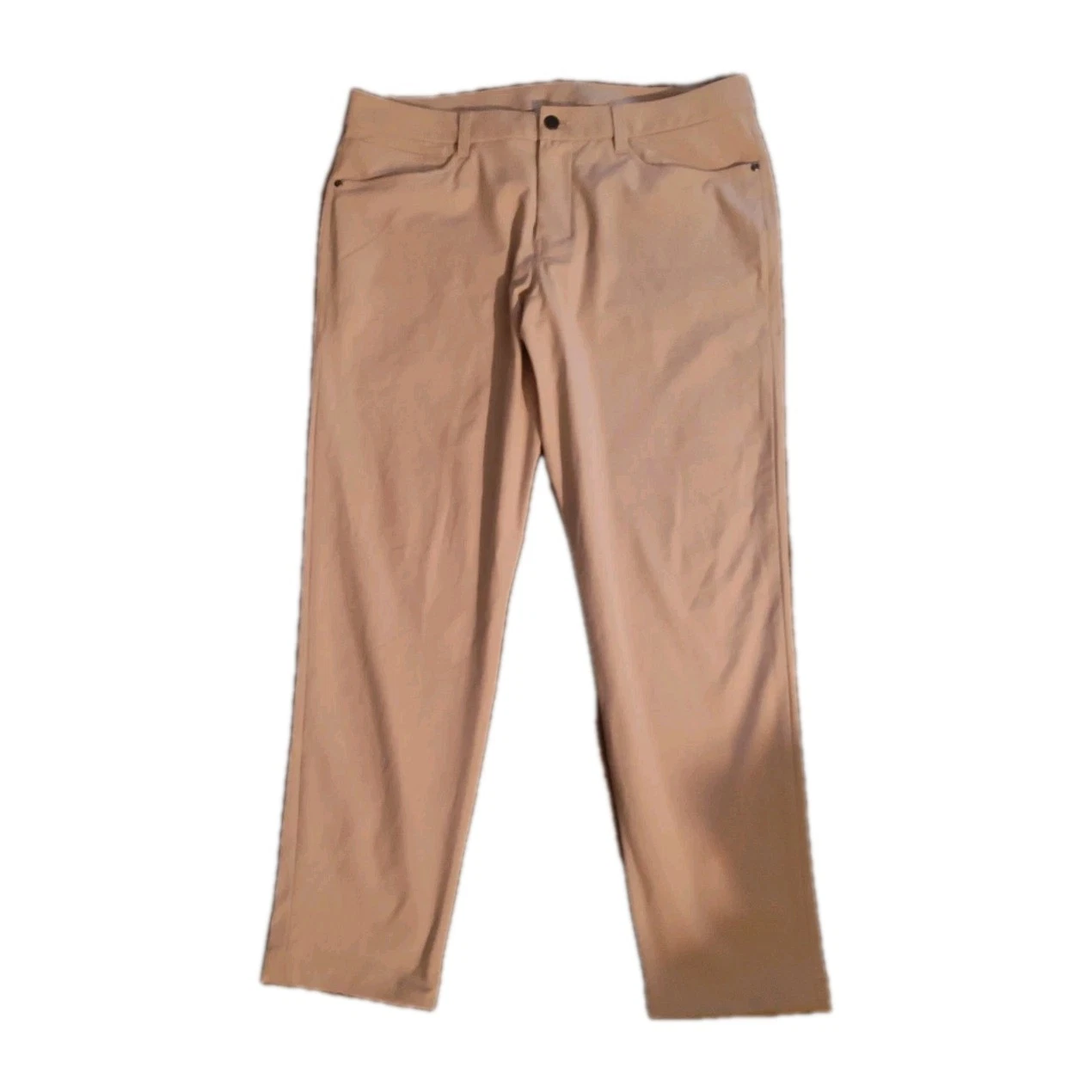 LULUS Pantalone Lululemon ABC 5 tasche Warpstreme 38x27 marrone elasticizzato performance preppy