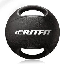 RitFit 16 Pound Weighted Medicine Ball with Handles Exercise Balance Training