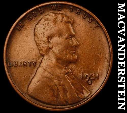 1931-S Lincoln Wheat Cent- Extra Fine- Key Date No Reserve #J5483