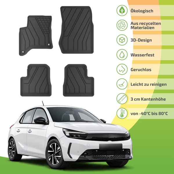 GummifußMatten Fussmatten Eco Friendly FüR Opel Corsa F Hybrid Ab 2024-image