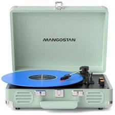 Bluetooth Vinyl Record Player, 3-Speed Portable Turntable with Built-in Bass 