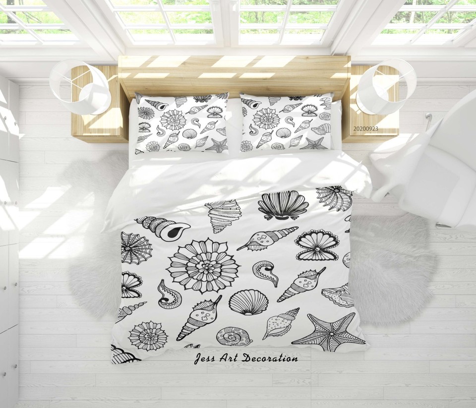 3D Cartoon Seashells Pattern Colorful Quilt Cover Duvet Cover Comforter ...