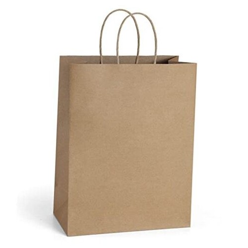 10x5x13 25Pcs Gift Bags Kraft Paper With Handles - Bulk Shopping, Brown