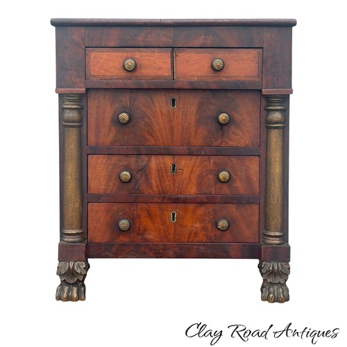Antique classical Empire Salesman Sample Miniature Chest Dresser paw gilt rare