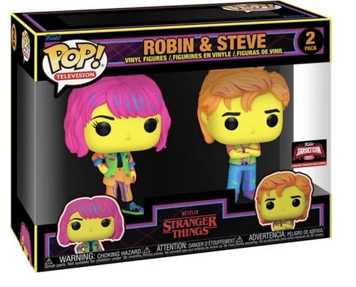 Pop Funko #2Pack Stranger Things Blacklight Robin And Steve Target Con Exclusive