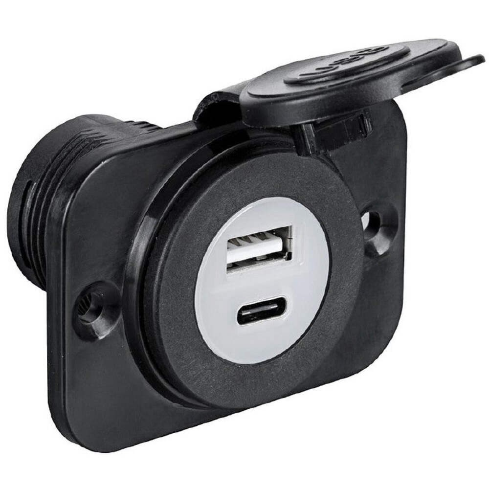 Osculati Twin Dual A-Type and C-Type USB Double Socket Panel Mount Charger 12/24