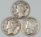 1920-S 1923-S 1926-S Mercury Silver Dimes 10c Lot of 3