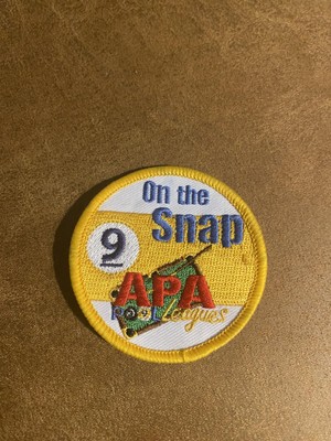 APA Pool Leagues On The Snap 9 Ball Embroidered Patch Billiards Badge Award