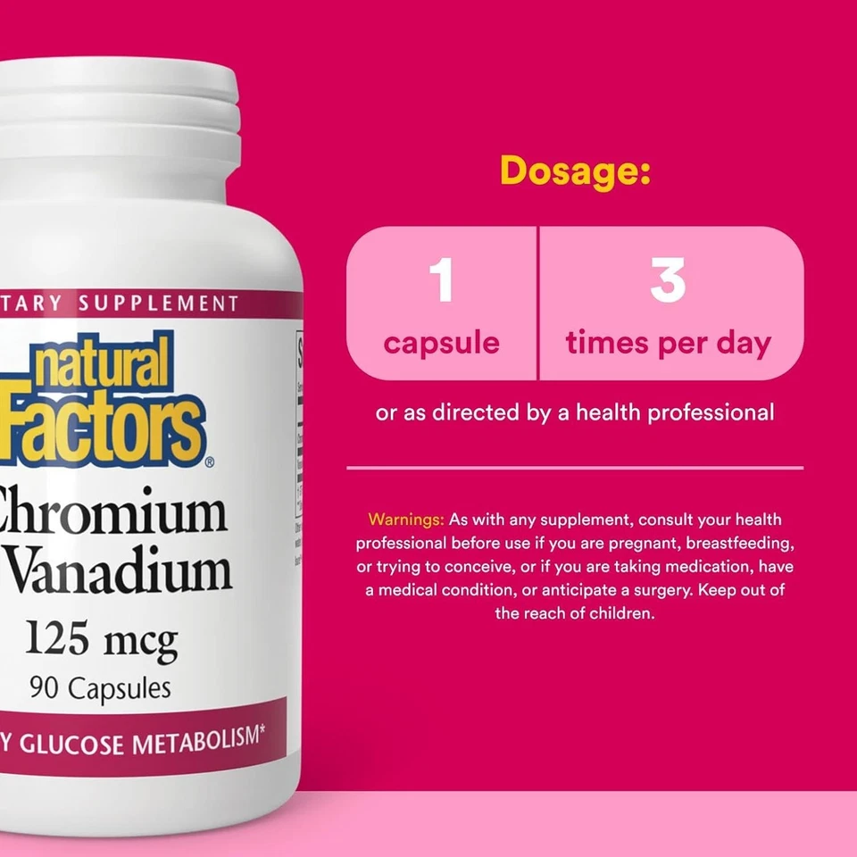 Natural Factors, Chromium & Vanadium 125 mcg, Supports Healthy Metabolism,...  Foto 3 de 4