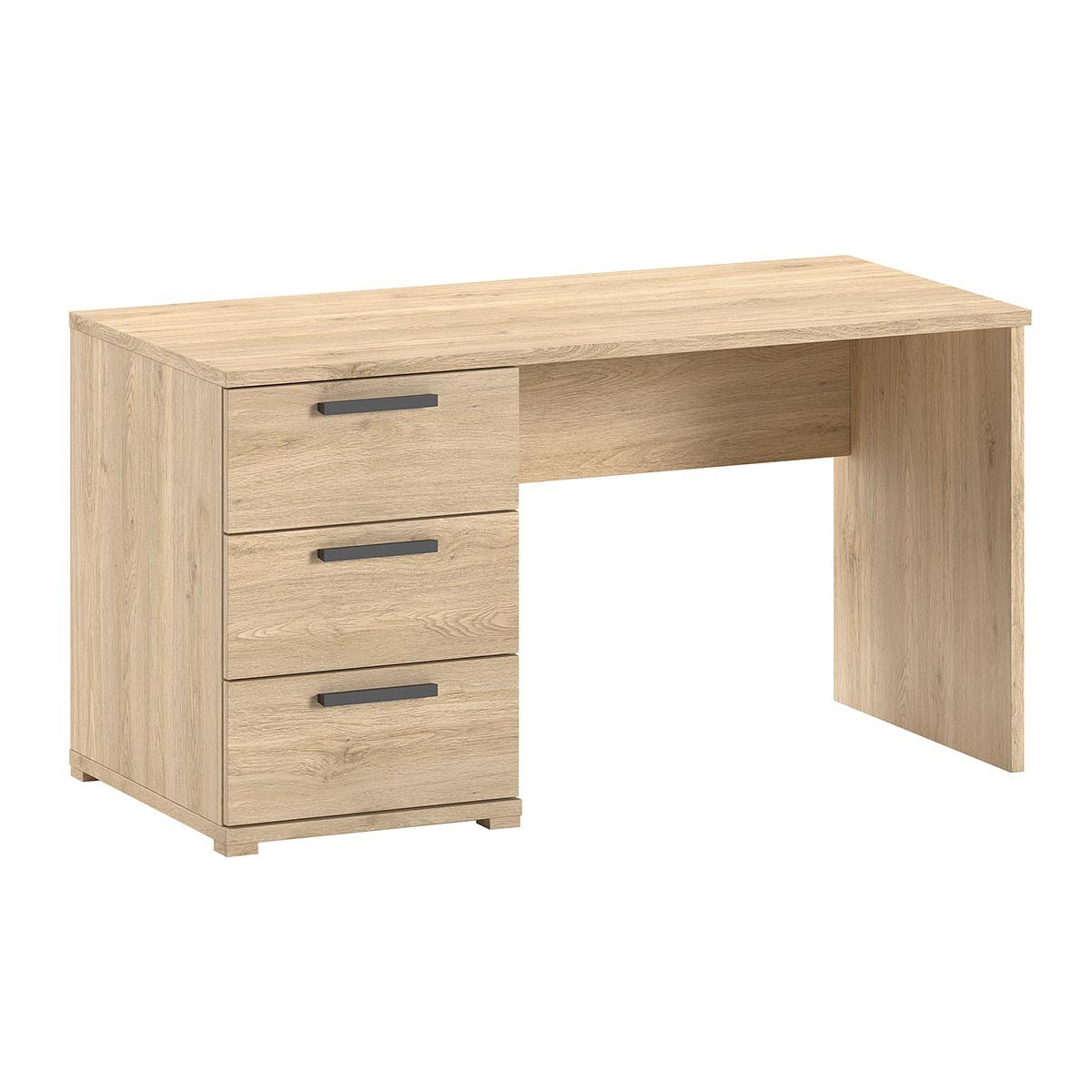 Bureau chêne 140cm avec 3 tiroirs de rangement Sam