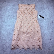 Tahari Arthur S Levine Blush Pink Floral Lace Sheath Dress Size 6 7120M124 NWT