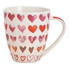 Jumbo Kaffeebecher Tasse mit Herzen weiß-pink-rot 675 ml (29382) Kaffeetasse