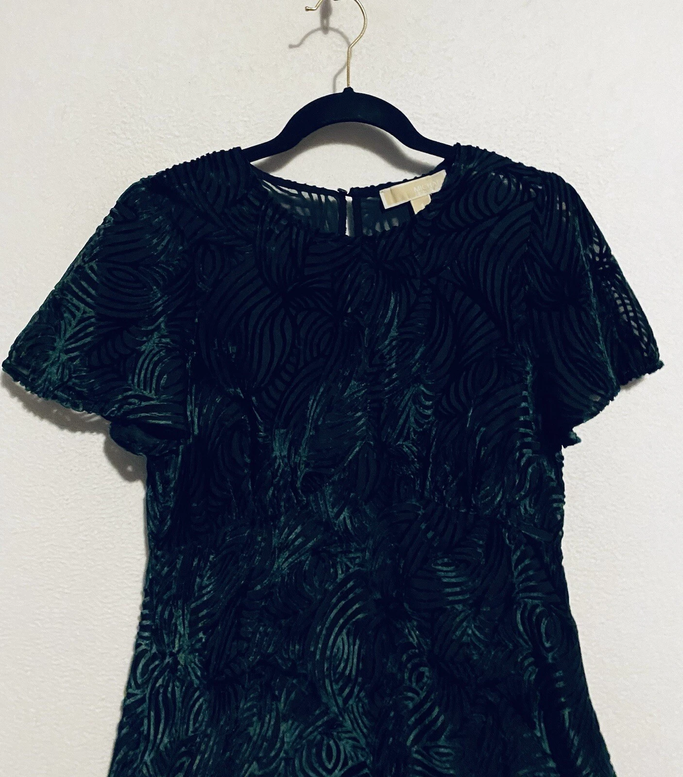 Abito Michael Kors donna 8 verde velluto cocktail vortice testurizzato vacanza