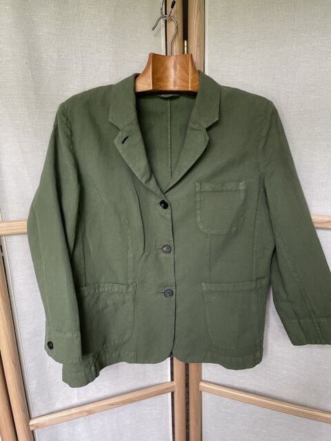 TOAST khaki green cotton & linen blend jacket UK 16