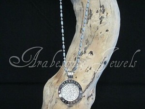 MEDIUM GENUINE MI STERLINA MILANO NECKLACE/PENDANT SET. CRYSTAL COIN/MONEDA AJMM