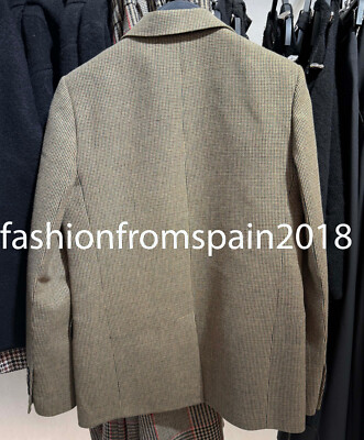 ZARA NEW WOMAN CHECK BLAZER ZW COLLECTION JACKET BROWN GREEN