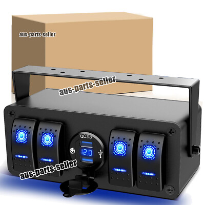 4 Gang 12V/24V DC On/Off Rocker Switch Panel Control Box for Car Boat ...