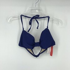 Old Navy Famous Swimwear Womens Navy Blue Tie Neck Swim Top Hook Back NWT