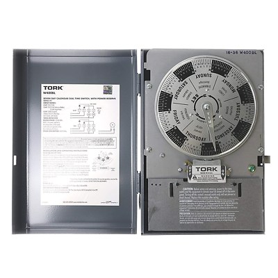  Tork W400BL 7-Day Time Switch 120V 40A 4PST Indoor Metal Enclosure NIB USA 