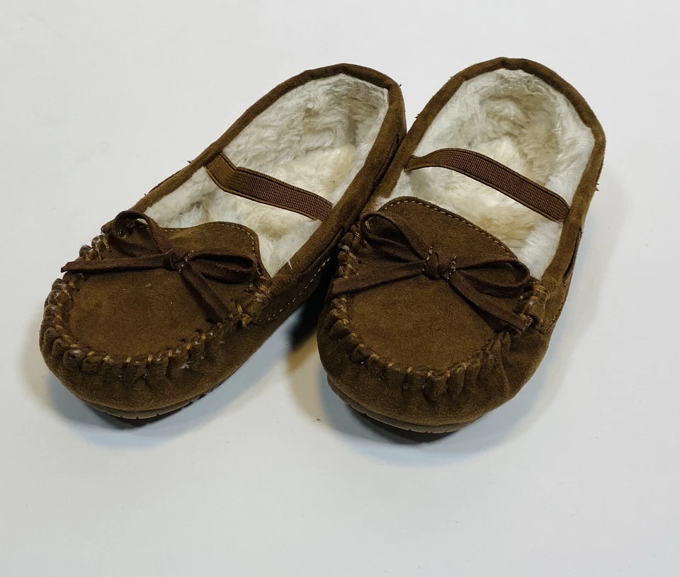 Slippers Girl's Toddler Size 9 brown shearling lined - Image 2 of 4