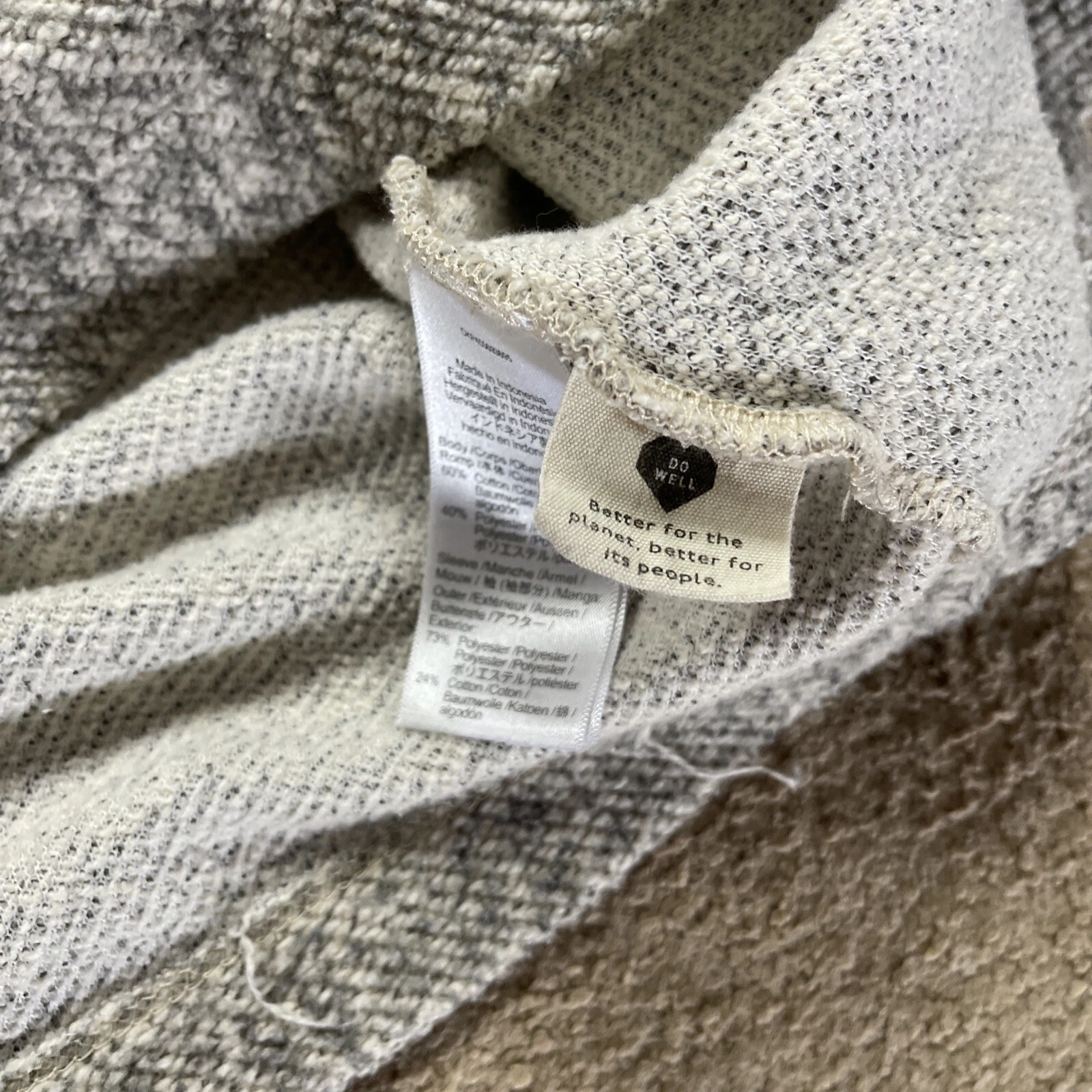 OFF WHITE Felpa con cappuccio Madewell donna manica trapuntata grigio avorio grigio medio