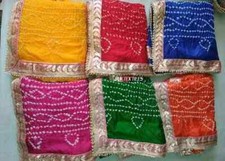 gota red GOLD bandhani India silk Dupatta Wrap Scarf Stole Chunri shawl hijab