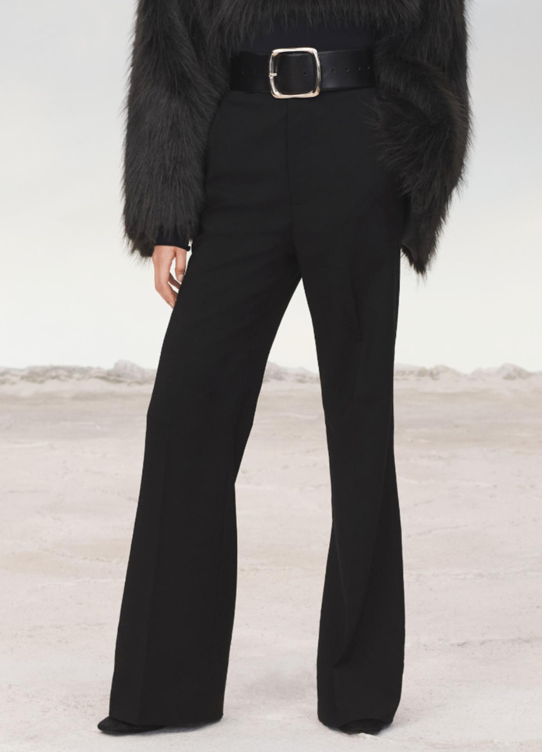 Zara Limited Edition 100% Wool Straight-Leg Trousers Black Size