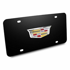 Cadillac Crest 3d Logo Black Stainless Steel License Plate Made In Usa
