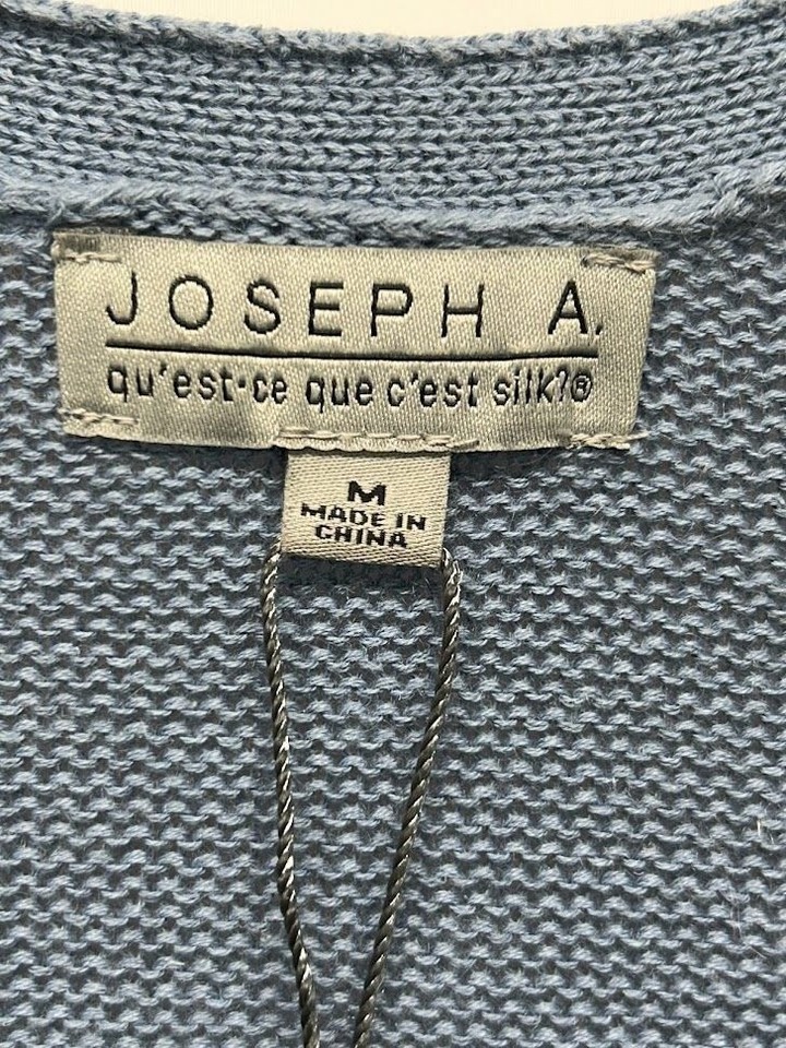 Joseph A. Women's Blue Fringe Cardigan Shrug Sweater Size Medium Linen