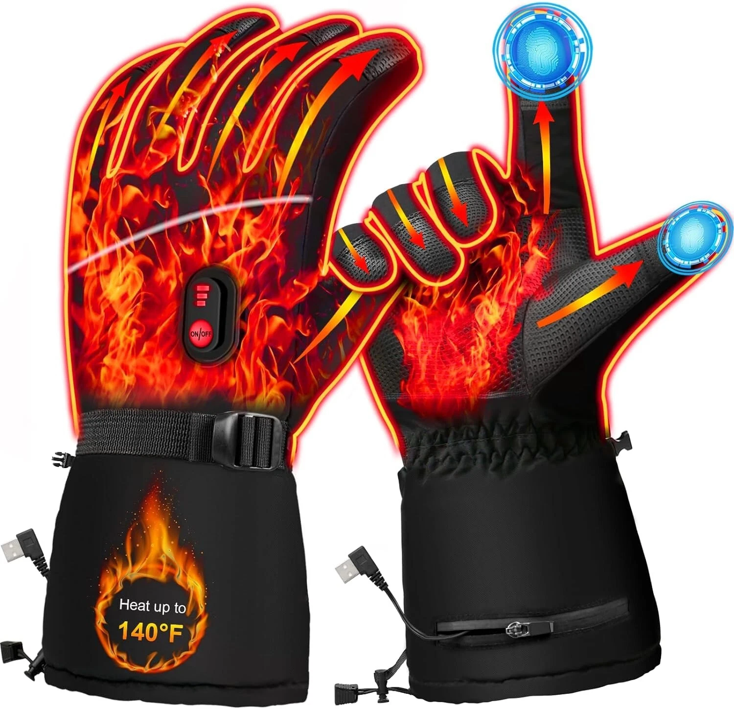 Heated Gloves for Men Women,Electric Heated Gloves Camping Hand Warmers Winter