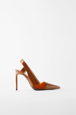 zara vinyl slingback heels