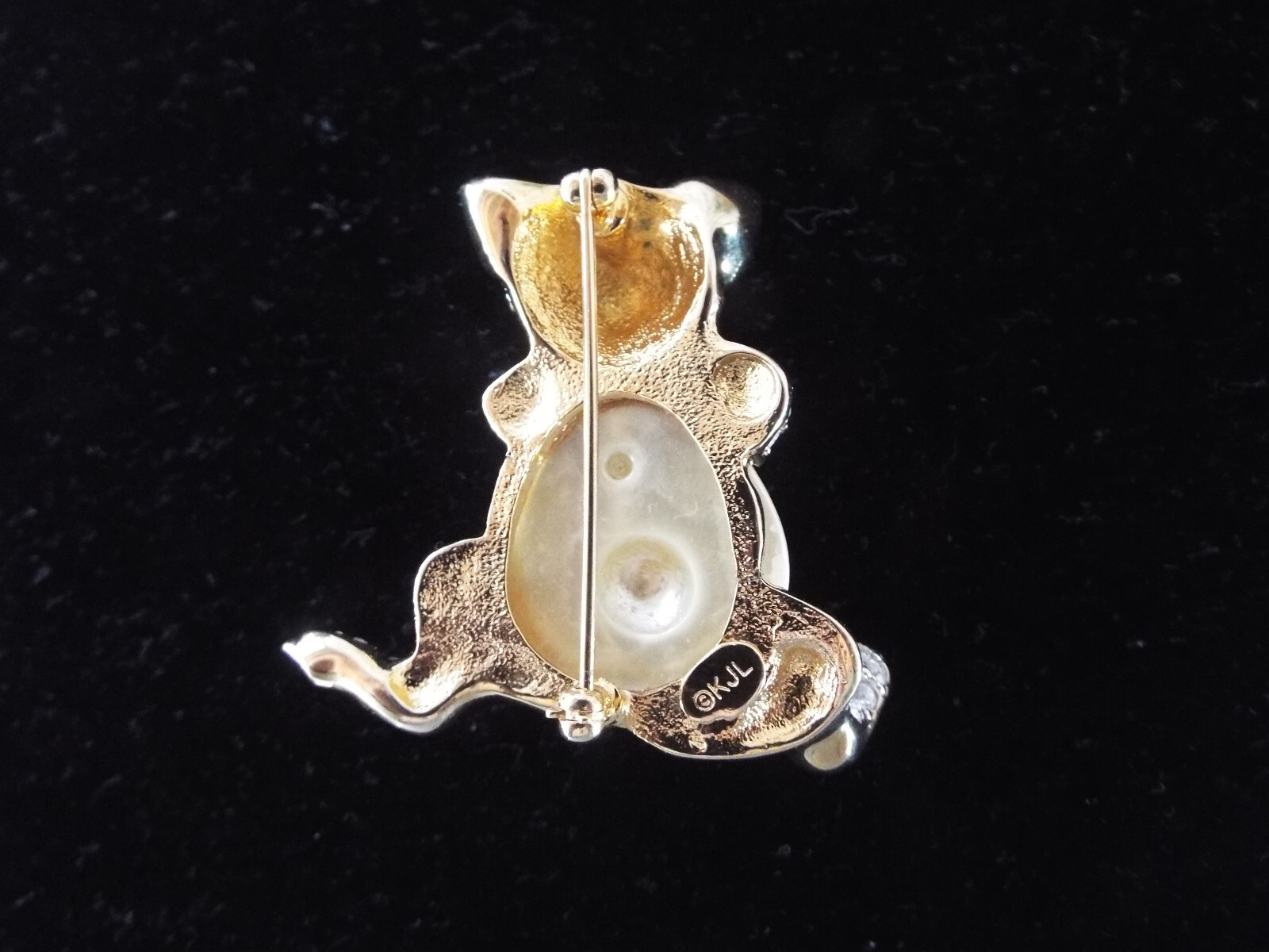 Vintage Signed Kenneth Jay Lane Rhinestone Pig Br… - image 3