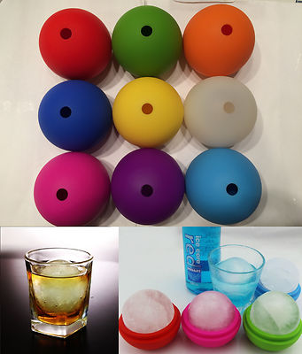 2x 2.5 inch Silicone Ice Ball Maker Mold Sphere Large Tray Whiskey DIY Mould