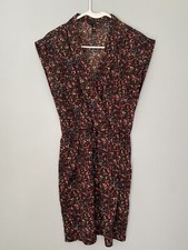 AQUA Women’s Wrap Dress Colorful Print Short Sleeve Elastic Waist Size Medium