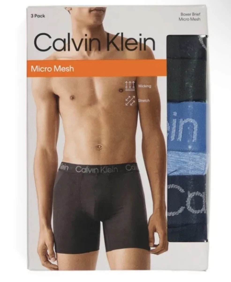 Calvin Klein Boxer Briefs Micro Mesh Size XL Blue 3-Pack NWT CK Underwear  In Box