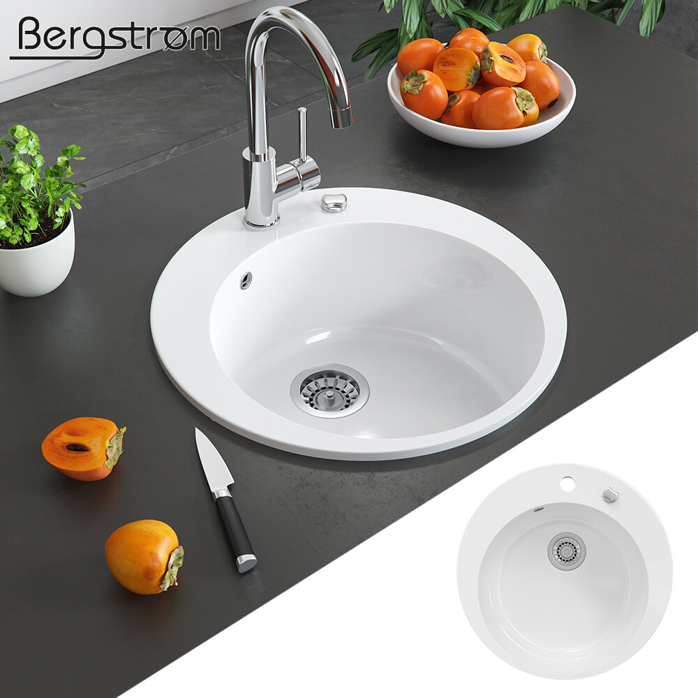 Évier céramique BERGSTRÖM VALENCIA blanc, élégance durable pour votre cuisine