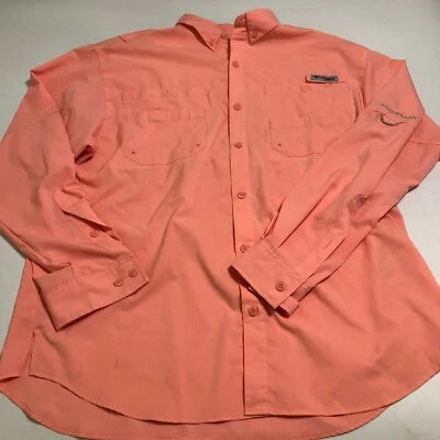 Columbia PFG Fishing Button Down Mens LS PINK Shirt Size Large - Image 1 of 4