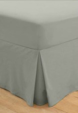 Plain Grey 100% Egyptian Cotton Pleated Fitted Valance Sheet 200 Thread Count