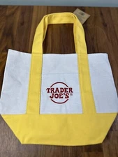 Trader Joe’s Canvas Mini Reusable Tote Bag Yellow Limited Edition 2024 NEW
