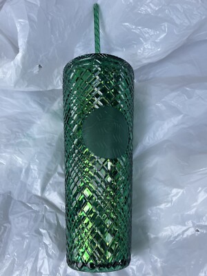 Starbucks Easter 2022 Iridescent Grid Tumbler green 24 oz